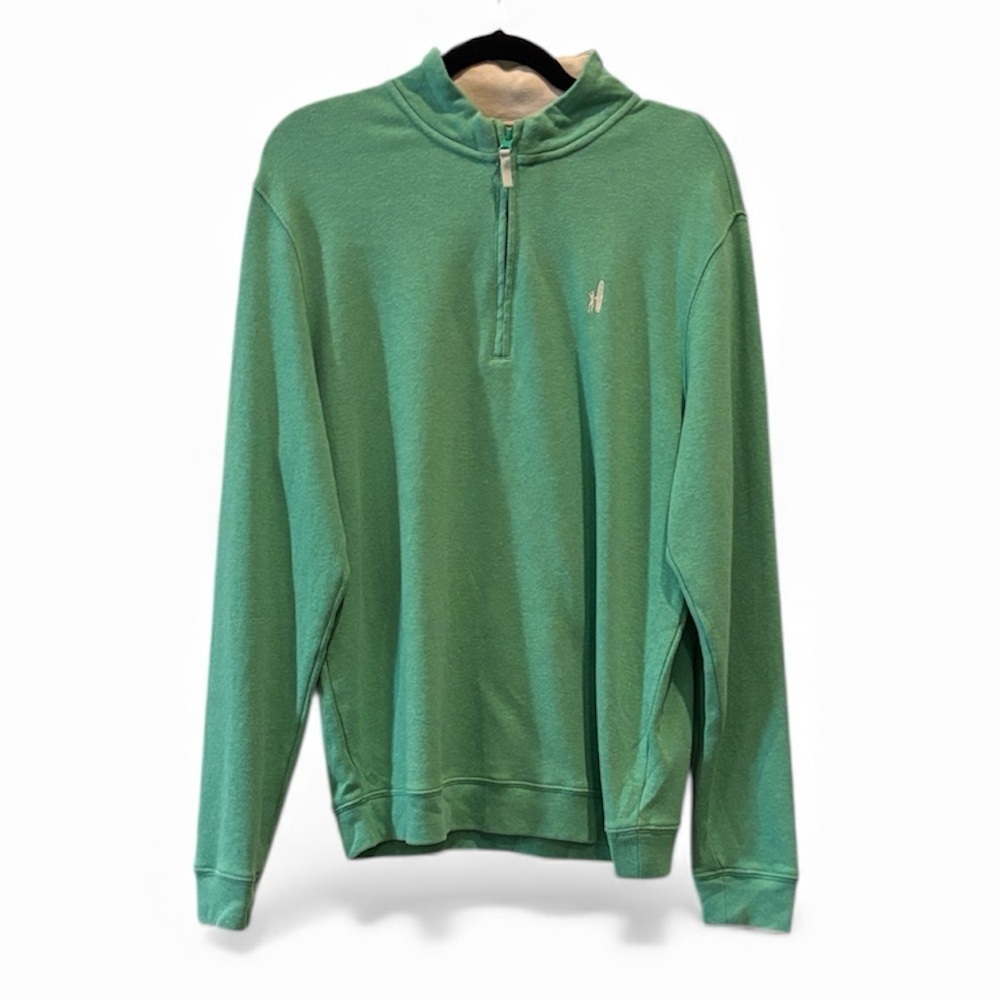 johnnie-O West Coast Prep Spruce Green Quarter Zip Pullover Sweater Medium